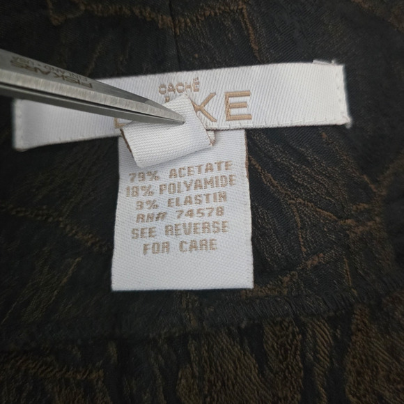 Cache Luxe Black Brown Animal Turtle Shell Print Dress Pants Women's 8 - Picture 5 of 5